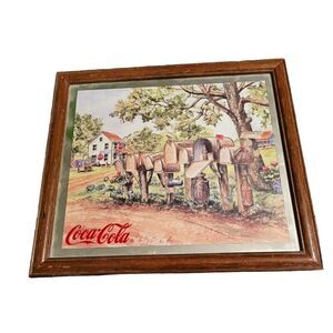 Vintage Coca Cola Mailboxes Mirror Jeanne Mack Retro 1996 14x16 Framed Foil Art